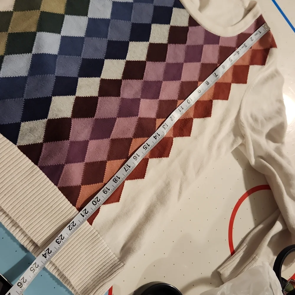 Vintage 90s Liz Claiborne Cotton Argyle Academia Sweater Size L⚘️HP⚘️ - Picture 8 of 8